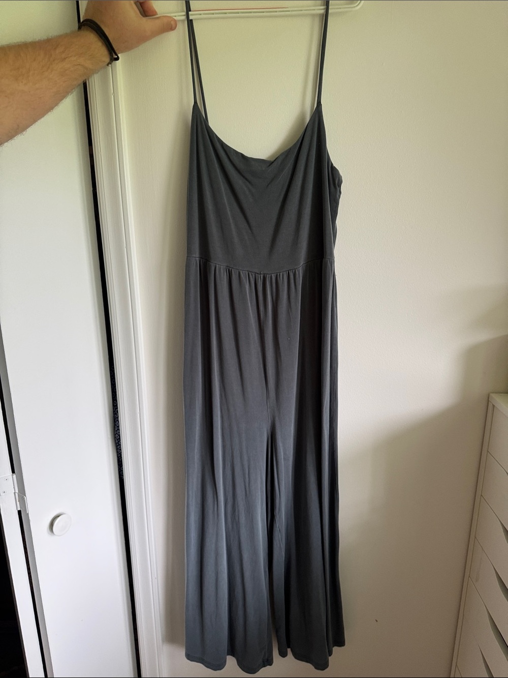 Quince Women’s Tencel Jersey Wide Leg Jumpsuit Sleeveless Stretch Dark Olive XL